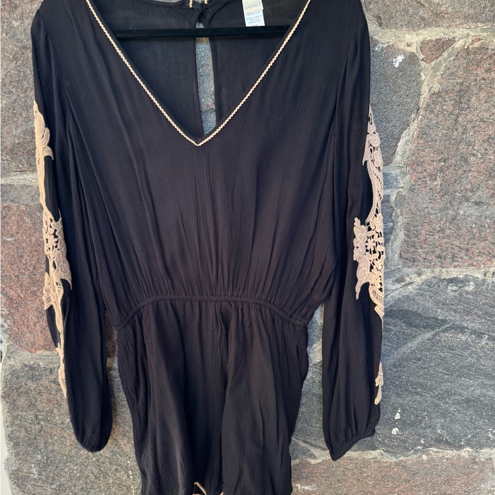 L*Space Black Dress with Cream Lace Accents